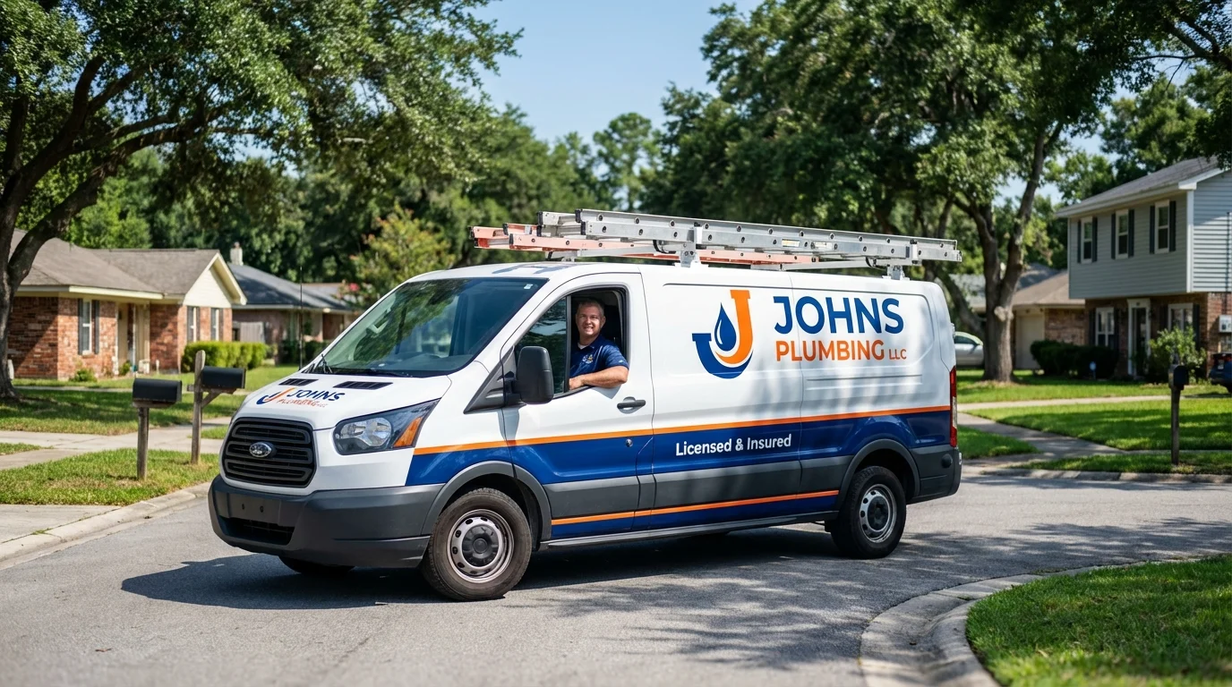 Johns Plumbing LLC service van in Boca Raton, FL