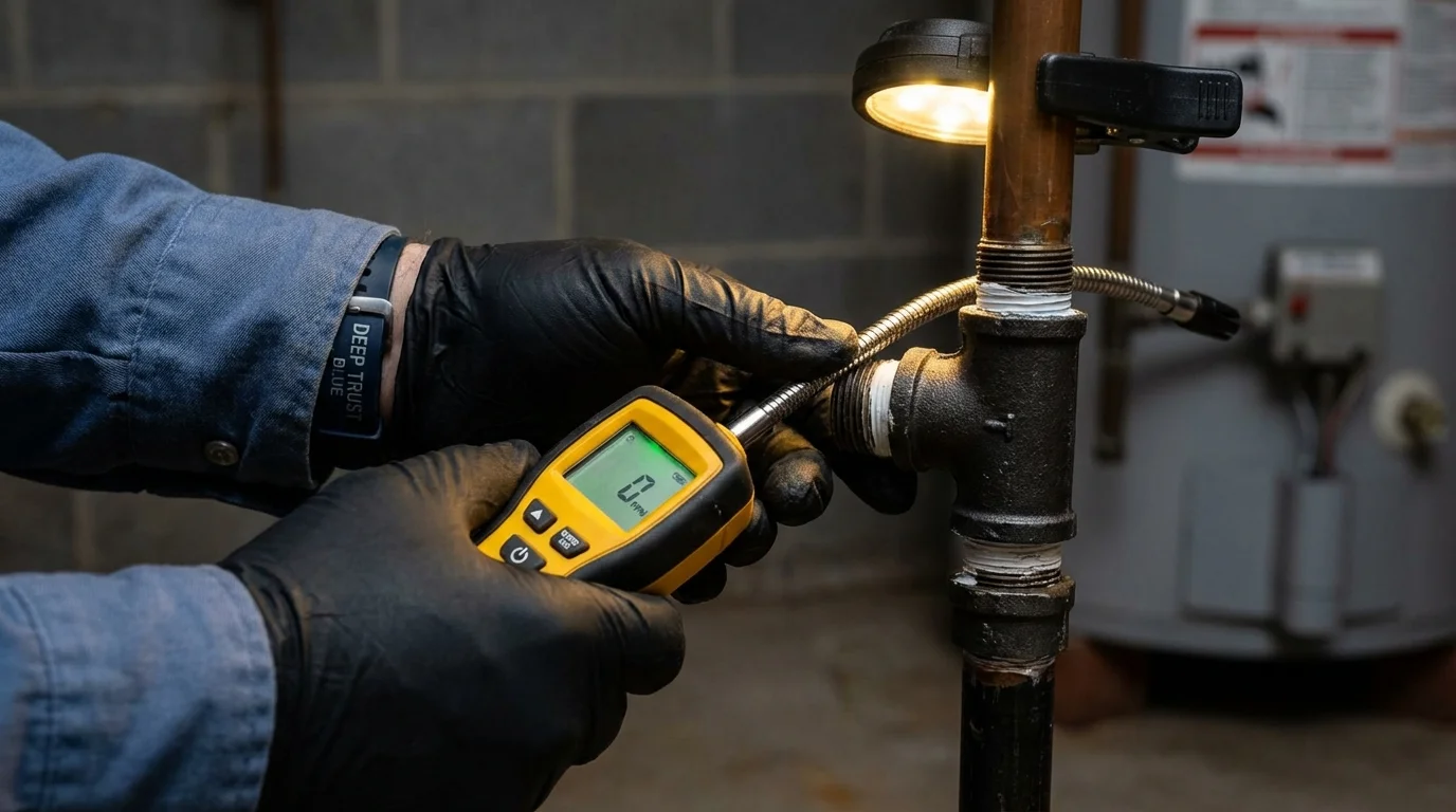 Gas leak detection with electronic sniffer by Johns Plumbing LLC in Boca Raton