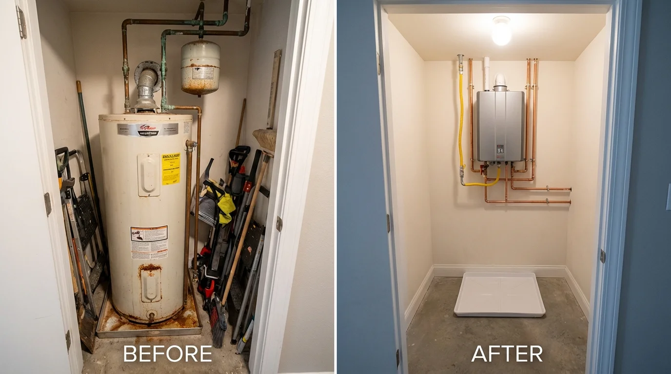 Tank water heater versus wall-mounted tankless unit comparison for Boca Raton, FL homeowners