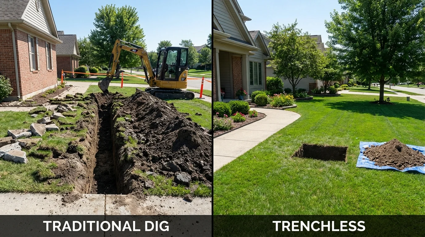 Trenchless sewer repair with minimal yard damage versus traditional excavation in Boca Raton, FL